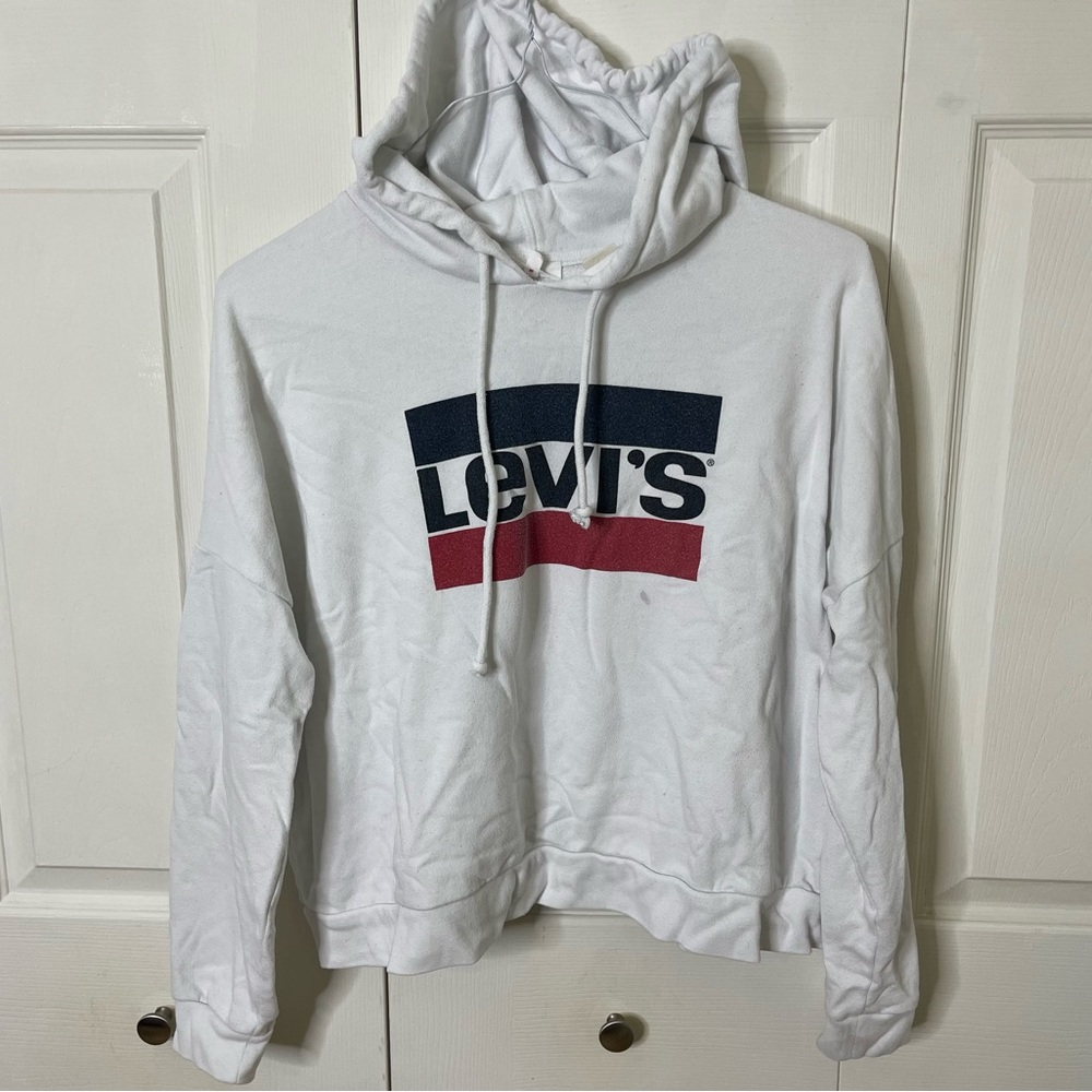 LEVI’S White Logo Hoodie Sweatshirt Size L